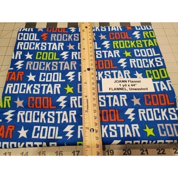 COOL ROCK STAR Flannel Quilting Craft Fabric 1yd - Picture 2 of 2